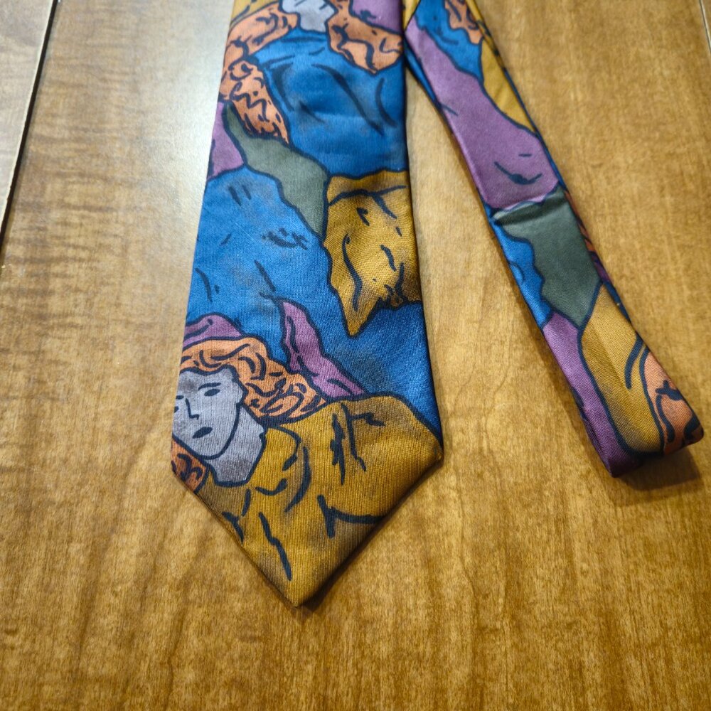 Halston III Silk Tie Italian Colorful - Picture 2 of 8